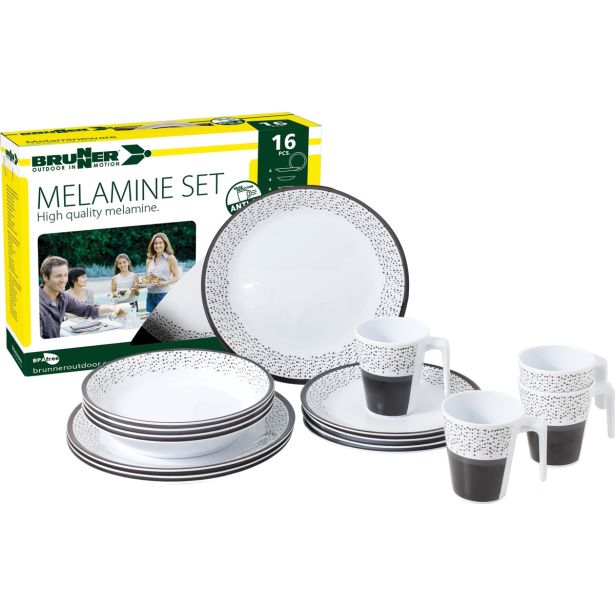 KAMP JEDILNI PRIBOR BRUNNER MELAMINE SET PRALIN 16-DELNI