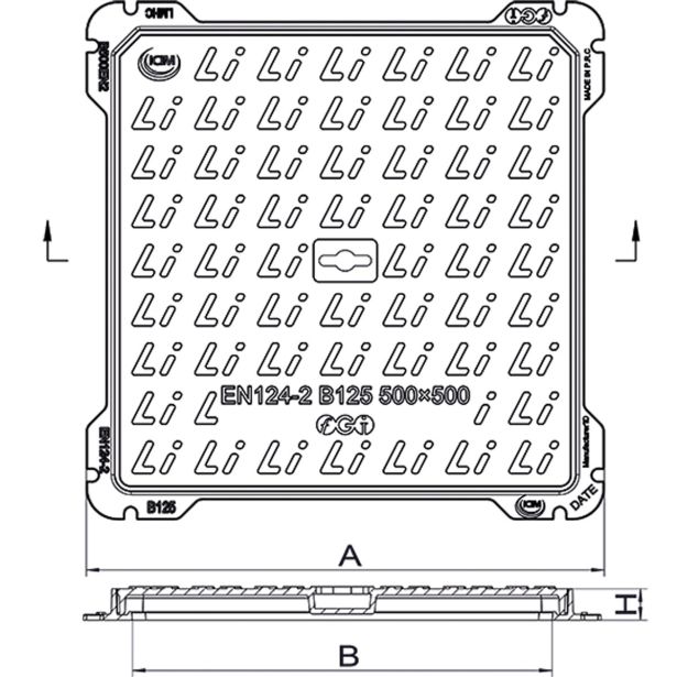 KANALSKI LTŽ POKROV Z OKVIRJEM 2PR-LINK, 301X301MM, B125KN, H28MM