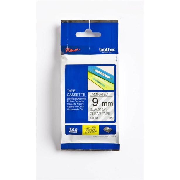 KARTUŠA/TONER BROTHER TRAK TZE121 BLACK/CLEAR 9MM