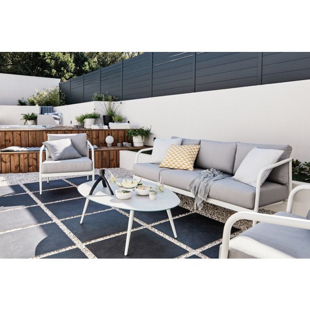 KOVINSKA VRTNA GARNITURA NATERIAL SET ORNA + MIZA, BELA ALU