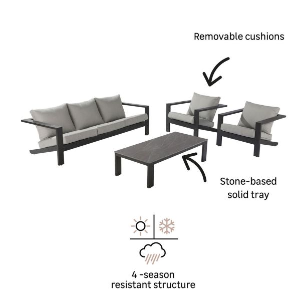 KOVINSKA VRTNA GARNITURA NATERIAL SET OLYMPIA 5S+MIZA SIVA ALU
