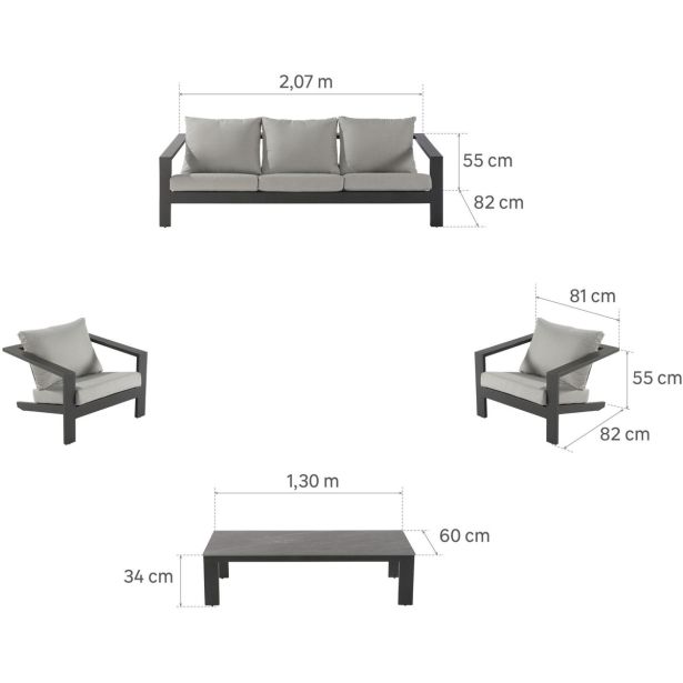 KOVINSKA VRTNA GARNITURA NATERIAL SET OLYMPIA 5S+MIZA SIVA ALU