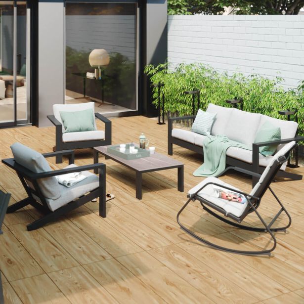 KOVINSKA VRTNA GARNITURA NATERIAL SET OLYMPIA 5S+MIZA SIVA ALU