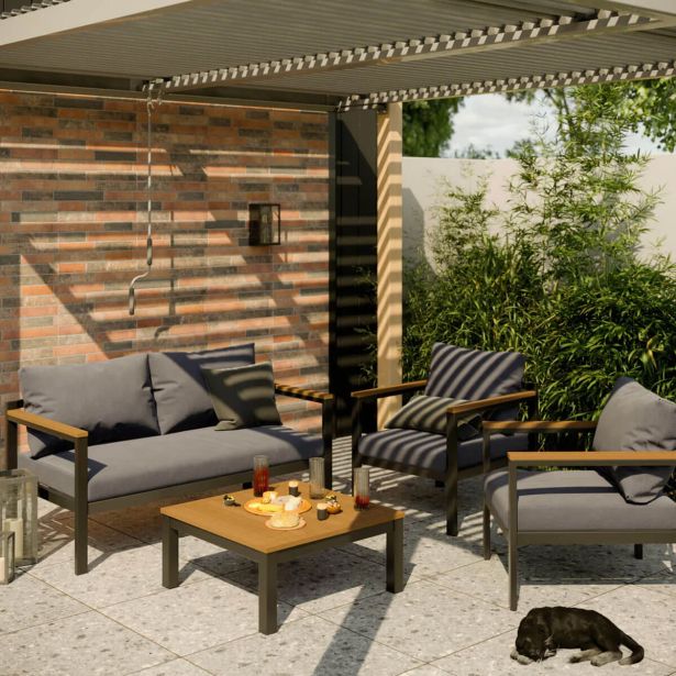 KAVČNA GARNITURA ORIS II ALU/EUC KAVČ2P+2AC+MIZA D.GR/D.SIVA BLAZINA