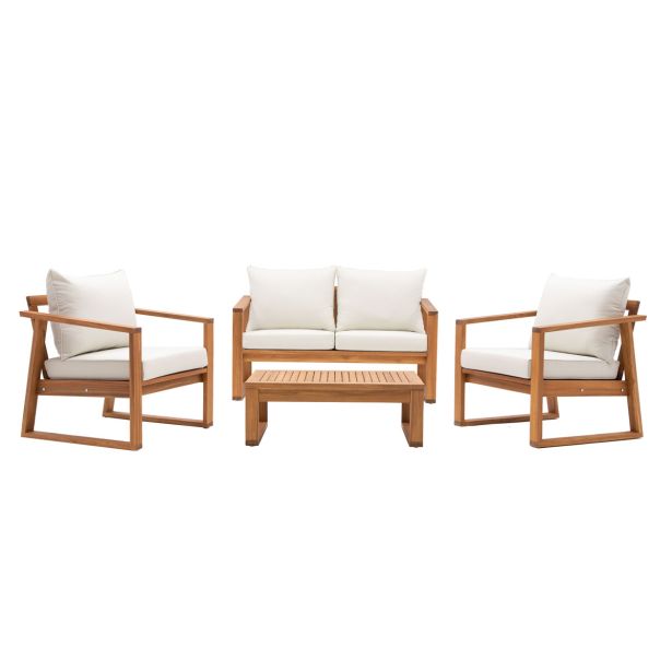 KAVČNA GARNITURA SOLARIS COMPACT 4P FSC AKACIJA BEŽ MEDEN LES