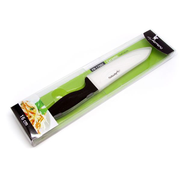 KUHINJSKI NOŽ FERRERO KERAMIČEN 16 CM ČRN