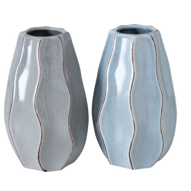 KERAMIČNA VAZA BOLTZE HILARY, MODRA ALI SIVA, VIŠINA 19 CM, SORT.