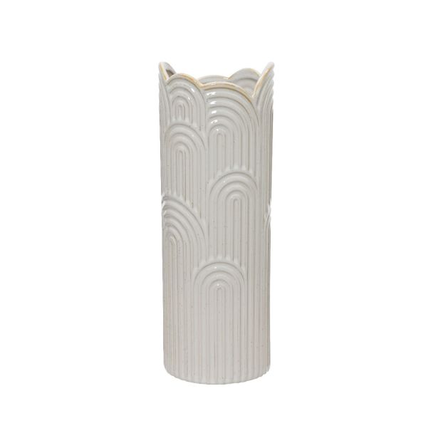 KERAMIČNA VAZA DECORIS BELA FI 12 CM. 34 CM