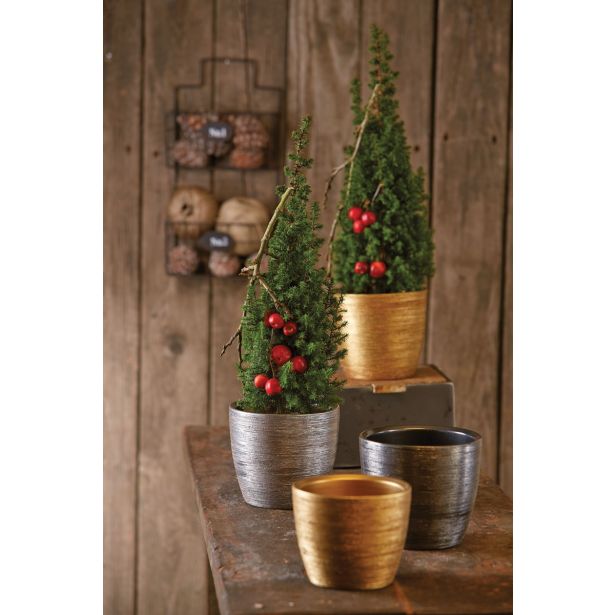 KERAMIČNI NOTRANJI LONEC HORTER 302 PRASKANI 13 CM ZLAT