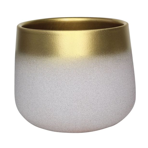 KERAMIČNI NOTRANJI LONEC HORTER 620 15 CM ZLATO-BELA