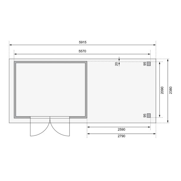 LESENA VRTNA HIŠKA KARIBU KERKO 4 302DX217GX211V + 280D 19MM ANTRACIT