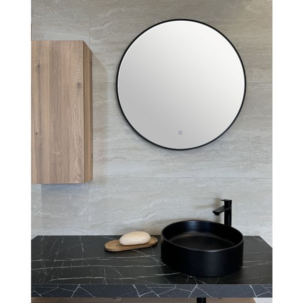 KLASIČNO OGLEDALO FEROTEHNA ATENA D 70 ČRNO LED ROČNO STIKALO