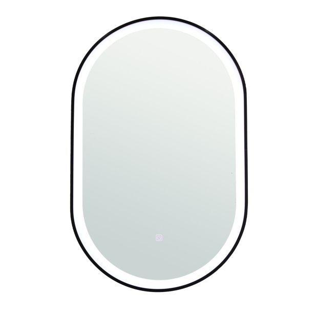 KLASIČNO OGLEDALO FEROTEHNA FRAME OVAL B5080 ČRNO 50X80 LED ROČNO STIKALO
