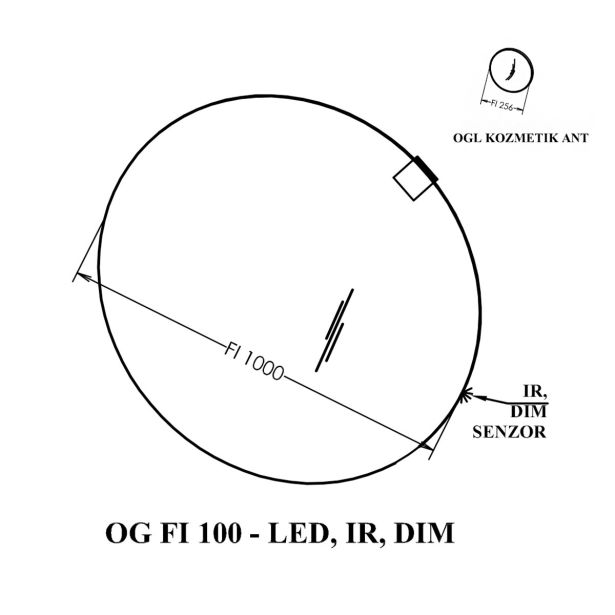 KLASIČNO OGLEDALO KOLPA SAN OG FI100, LED, IR, DIM