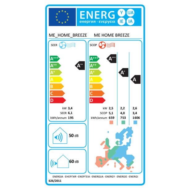 KLIMATSKA NAPRAVA ME HOME BREEZE, 3,4 KW, NOTRANJA IN ZUNANJA ENOTA