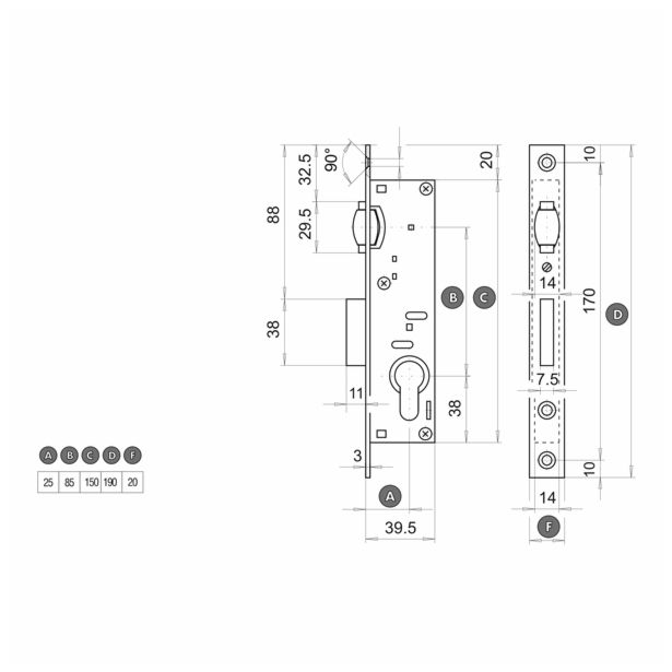 KLJUČAVNICA ZA KOVINSKA VRATA TITAN 821/40 VALJČEK 821/25 V P20 MP