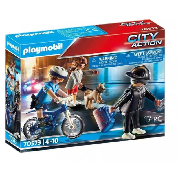 KOCKE PLAYMOBIL POLICIST S KOLESOM IN ROPARJEM 70573