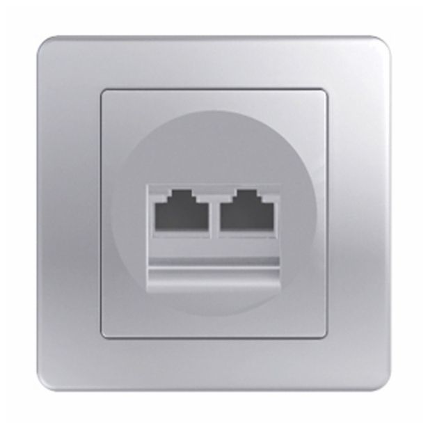 KOMUNIKACIJSKA VTIČNICA EKONOMIK CAT5E KS DVOJNA RJ45 8/8 SREBRNA
