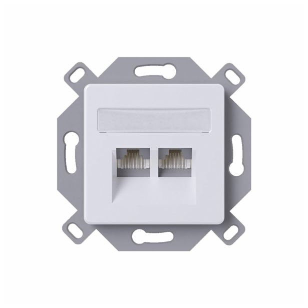 KOMUNIKACIJSKA VTIČNICA MIKRO RAČUNALNIŠKA 2XRJ45 CAT5E BELA, LS PRIKLJUČITEV