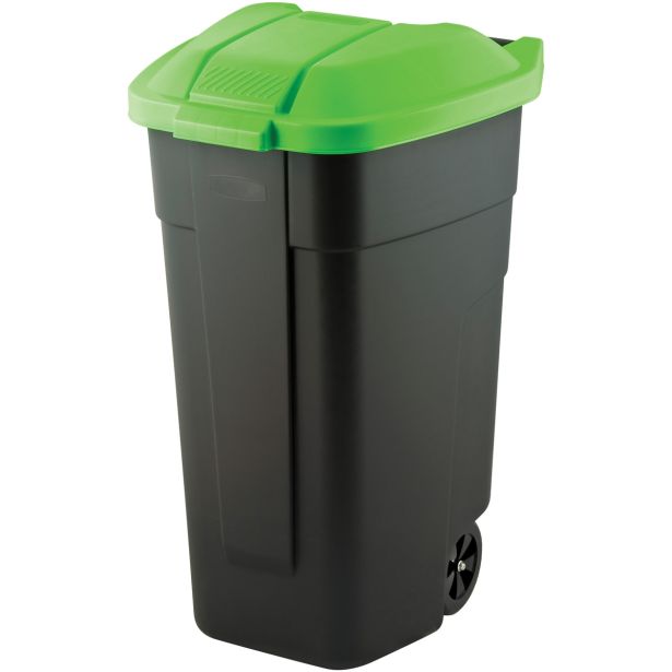 KONTEJNER - ZABOJNIK CURVER SMETNJAK 110L NA KOLESIH ČRN Z ZELENIM POKROVOM