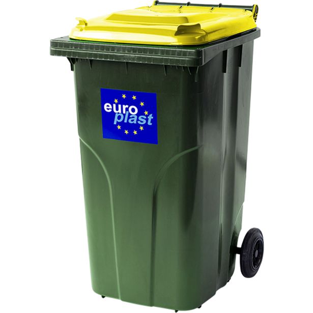 KONTEJNER - ZABOJNIK EKO LUX SMETNJAK 240 L PVC ZELEN/ RUMEN ZABOJNIK+KOLO+OS