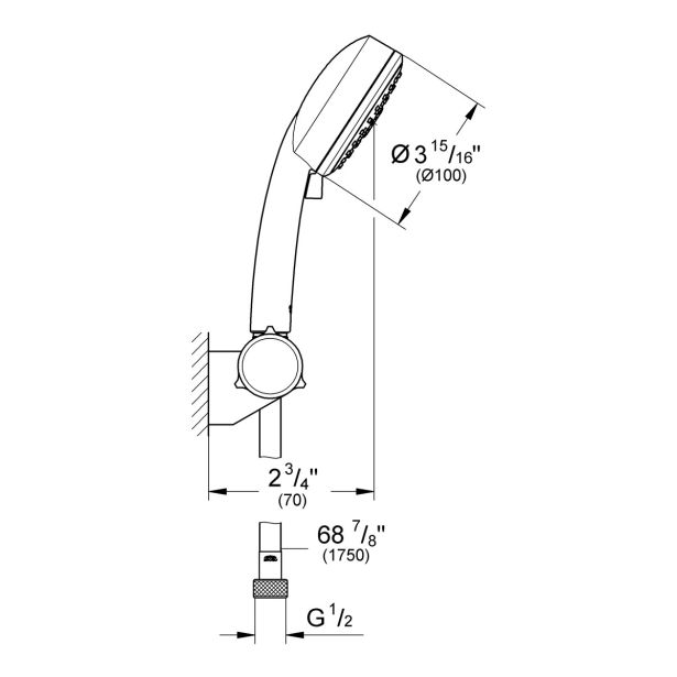 KONZOLA GROHE NEW TEMPESTA COSMOPOLITAN SET Z ZIDNIM DRŽALOM