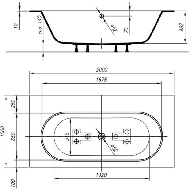KOPALNA KAD KOTNA KOLPA SAN ATYS 200X100 BELA ODL. GARN. UP&DOWN
