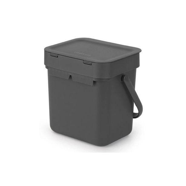 KOŠ ZA BIOLOŠKE ODPADKE BRABANTIA SORT & GO 3 L SIV