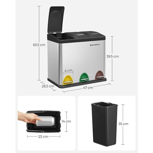 KOŠ ZA LOČEVANJE ODPADKOV SONGMICS 24L, LTB24L