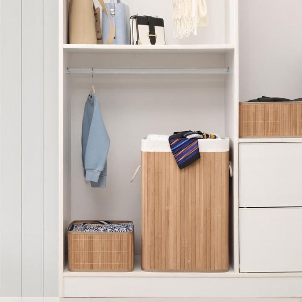 KOŠ ZA PERILO SONGMICS BAMBOO 72L 40X30X60 CM