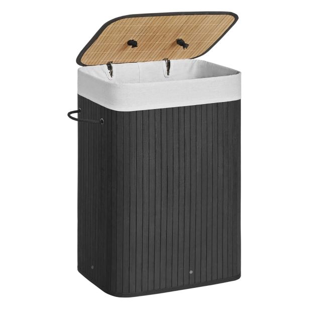 KOŠ ZA PERILO SONGMICS BAMBUS ZLOŽLJIV S POKROVOM 72 L ČRNA