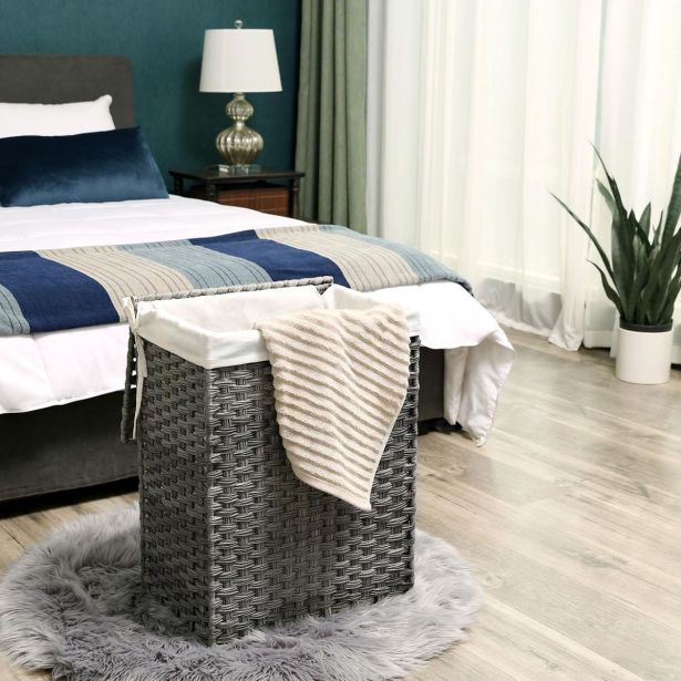 KOŠ ZA PERILO SONGMICS LCB51WG RATAN SIVA 90L