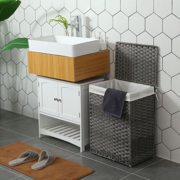 KOŠ ZA PERILO SONGMICS LCB51WG RATAN SIVA 90L