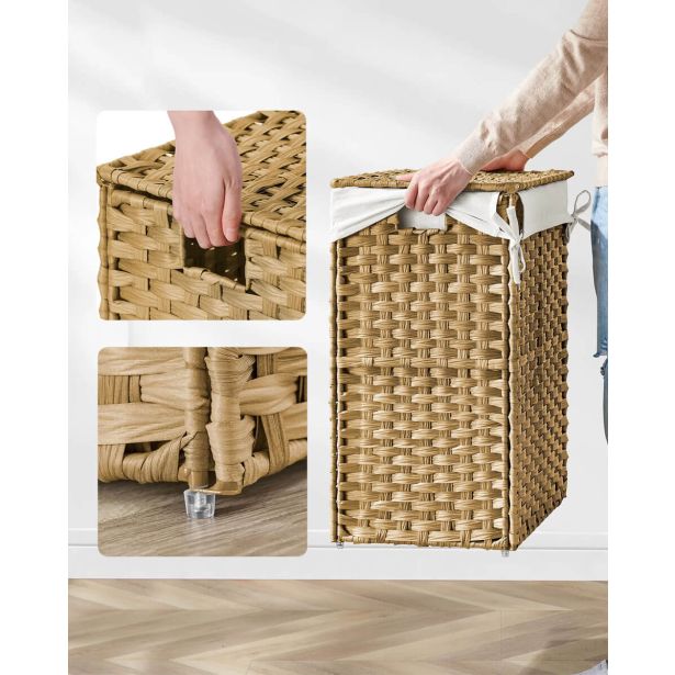 KOŠ ZA PERILO SONGMICS RATAN 90L NARAVNA