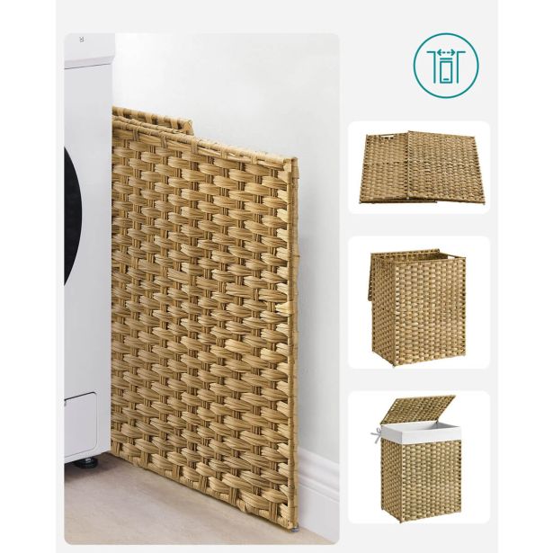 KOŠ ZA PERILO SONGMICS RATAN 90L NARAVNA