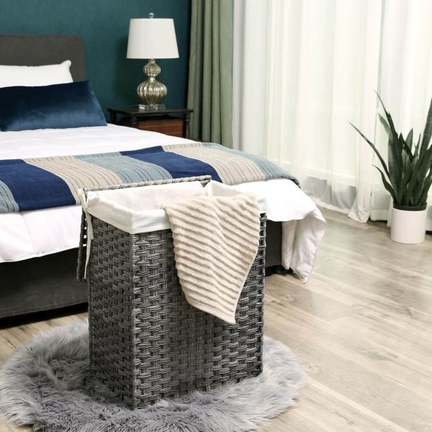 KOŠ ZA PERILO SONGMICS RATAN 90L SIVA