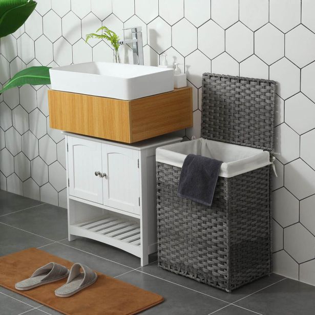 KOŠ ZA PERILO SONGMICS RATAN 90L SIVA