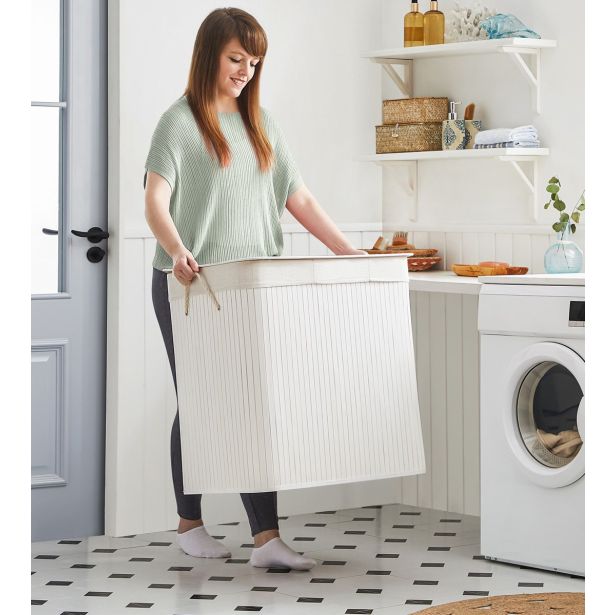 KOŠ ZA PERILO SONGMICS WHITE 3X50L