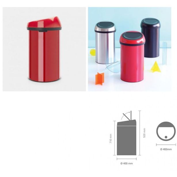 KOŠ ZA SMETI BRABANTIA NA DOTIK 60 L, RDEČ