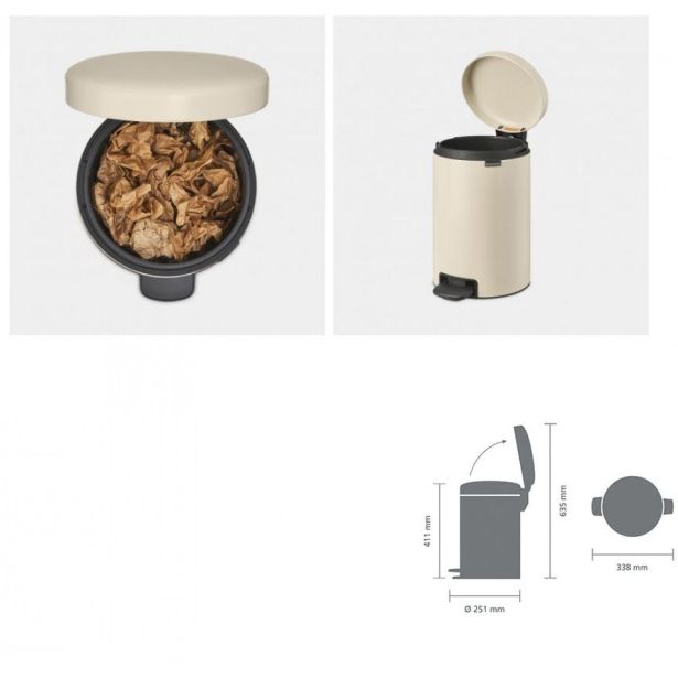 KOŠ ZA SMETI BRABANTIA NEWICON S PEDALKO 12 L, BEŽ