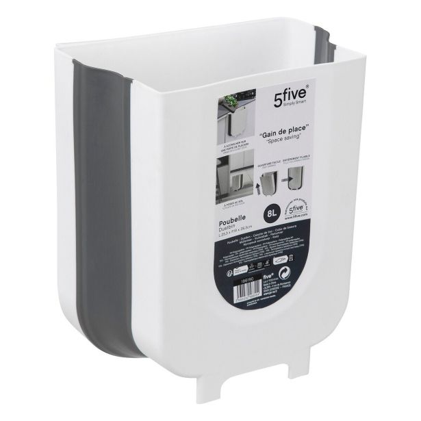 KOŠ ZA SMETI FIVE ZLOŽLJIV 8L BEL
