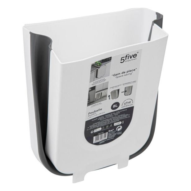 KOŠ ZA SMETI FIVE ZLOŽLJIV 8L BEL
