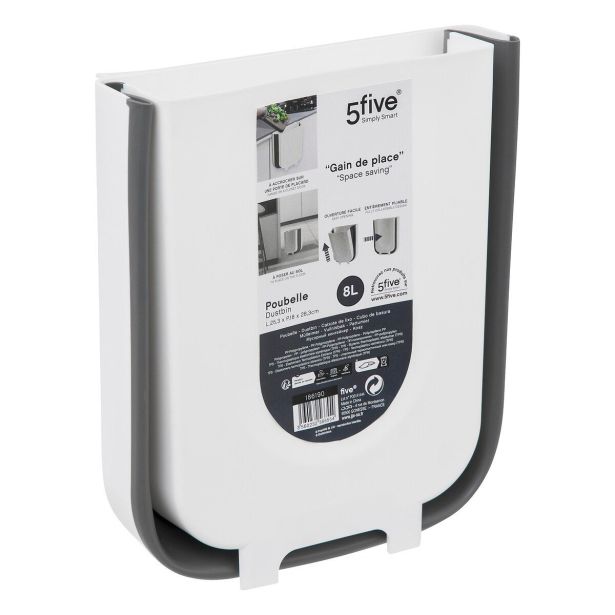 KOŠ ZA SMETI FIVE ZLOŽLJIV 8L BEL