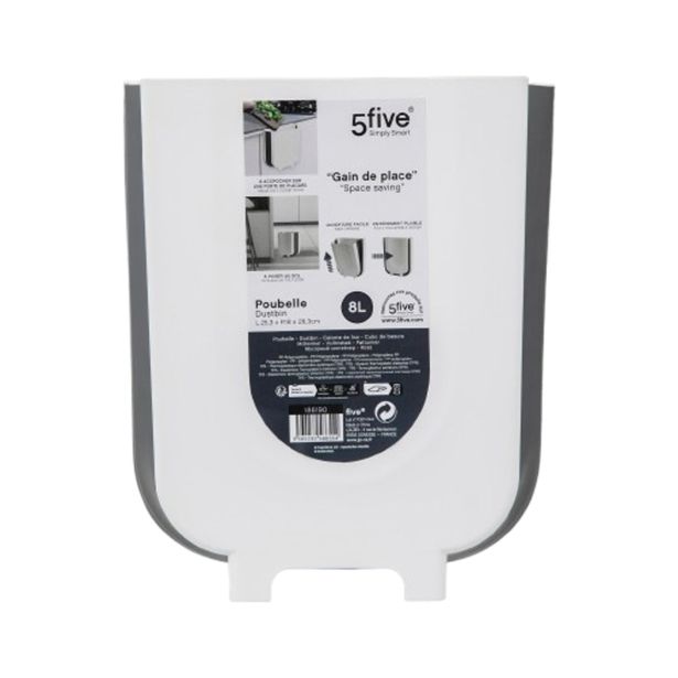 KOŠ ZA SMETI FIVE ZLOŽLJIV 8L BEL