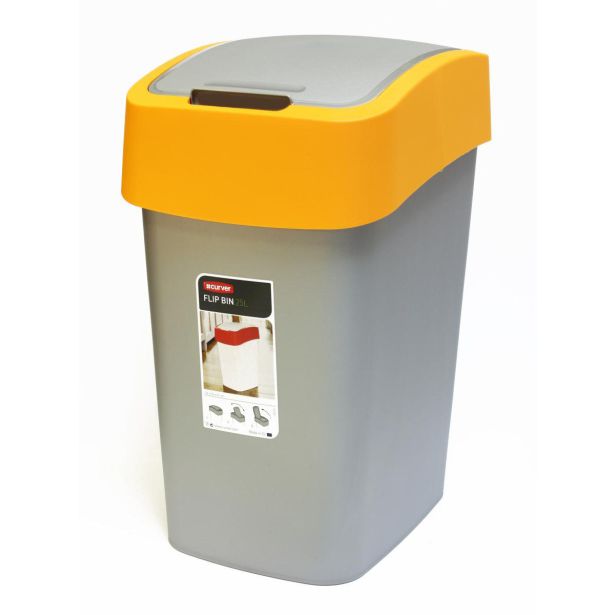 KOŠ ZA SMETI - FLIPBIN, RUMENO/SREBRN,50L