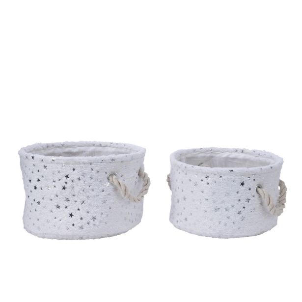 OKRASNA KOŠARA 24X14CM Z ZVEZDICAMI, Z ROČAJI