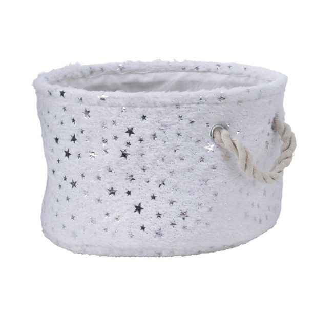 OKRASNA KOŠARA 27X16CM Z ZVEZDICAMI, Z ROČAJI