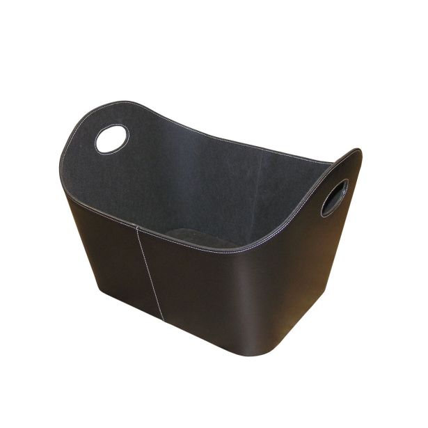 KOŠARA ZA DRVA LIENBACHER USNJENA - ČRNA 55X35X40 CM