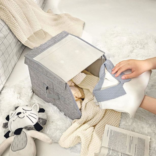 KOŠARA ZA SHRANJEVANJE SONGMICS RLB12GY S POKROVOM SIVA TROJNA