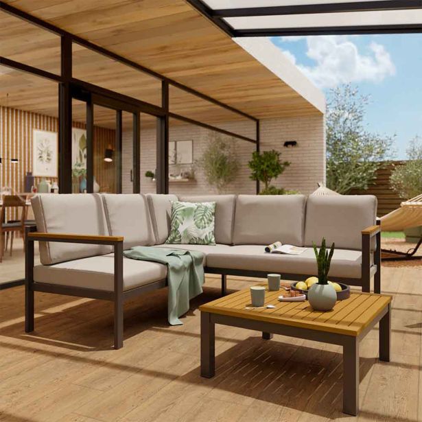 KOTNA GARNITURA ORIS II 5P ALU/EUC+KAVNA MIZICA D.GR/BEŽ BLAZINA